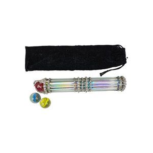 Vintage Custom Handmade‎ Glass Rod Kaleidoscope W/ 3 Marbles and Case